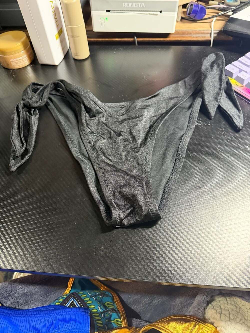 Victoria's Secret Black Shimmer Tie-Side Bikini Swim Bottoms